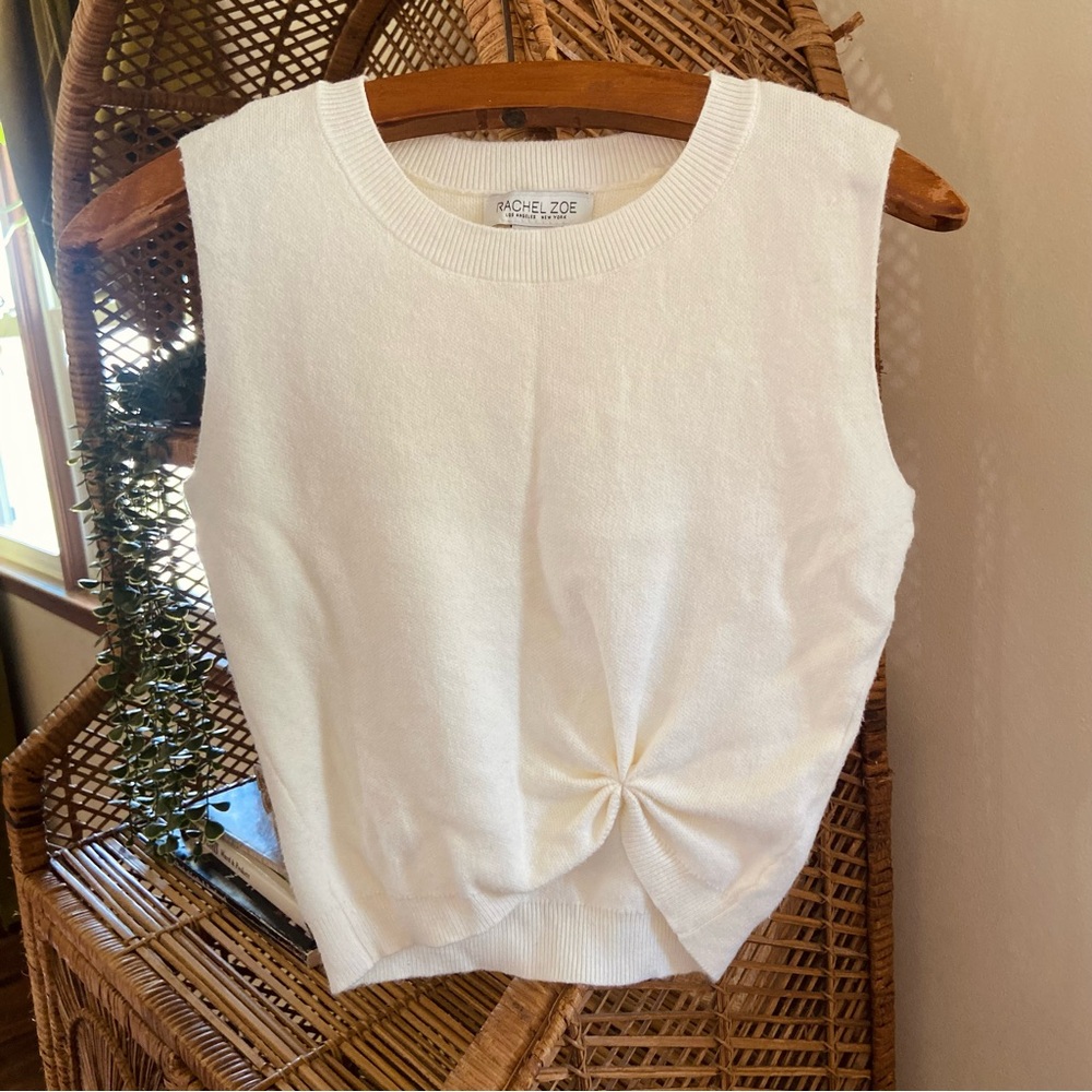 Rachel Zoe Twist Front Soft Knit Sleeveless Sweater/Tank Top